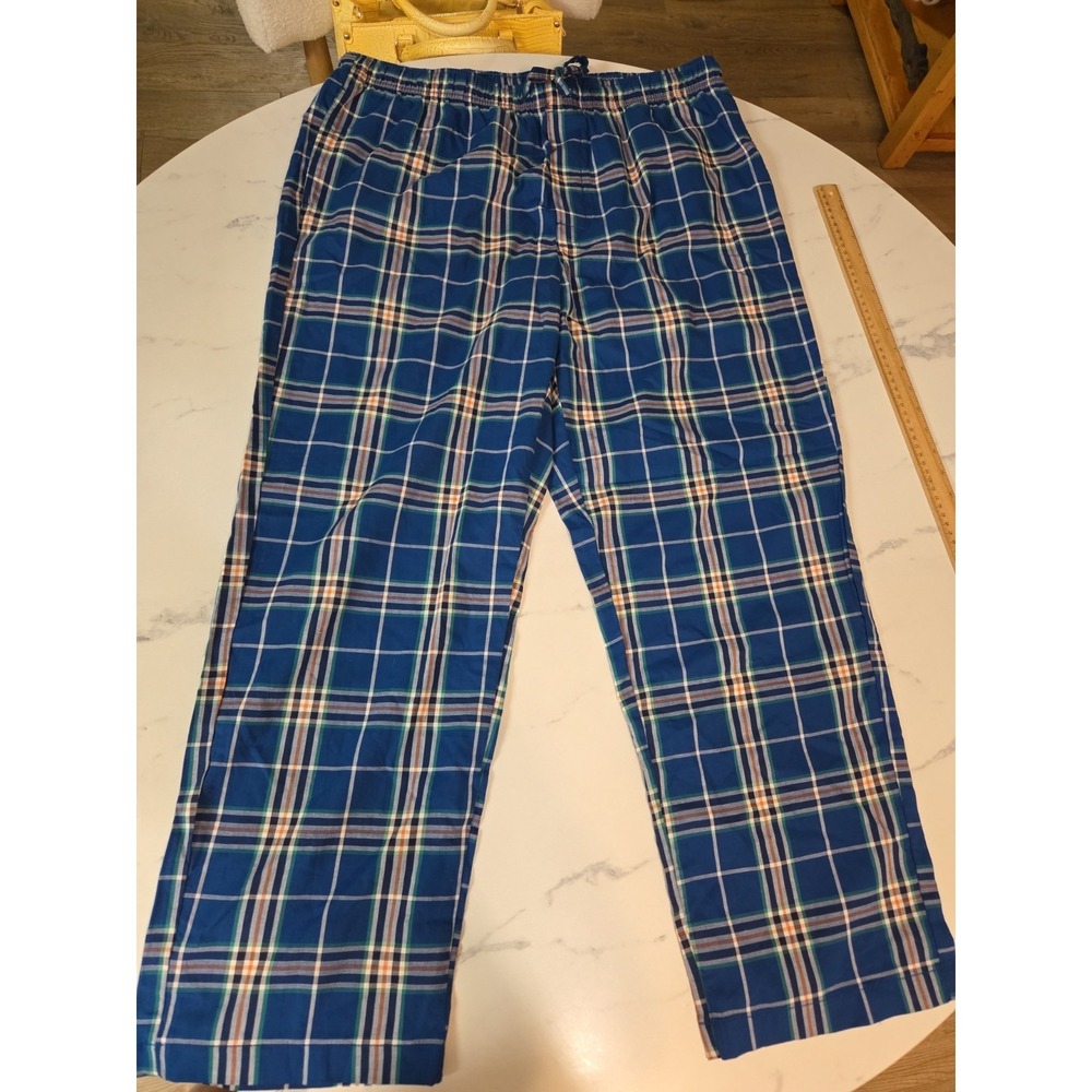 Sonoma Pajama Pants Mens Large Blue Plaid Cotton Lounge Sleep Pants NWT Real Fly